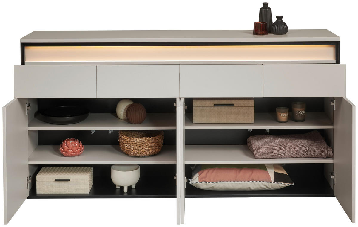 SIDEBOARD  in 174/88/38 cm  - Schwarz/Eiche Artisan, KONVENTIONELL, Holzwerkstoff (174/88/38cm) - Voleo