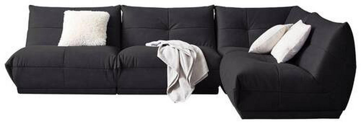 HÖRNSOFFA i läderimitation svart  - svart, Trend, textil (315/210cm) - Livetastic