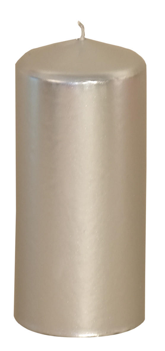 STUMPENKERZE  - Silberfarben, Basics (130x57mm)