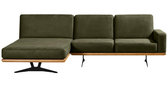 ECKSOFA in Flachgewebe Grün 170/326 cm - Schwarz/Grün, Natur, Textil/Metall (170/326cm) - Valnatura
