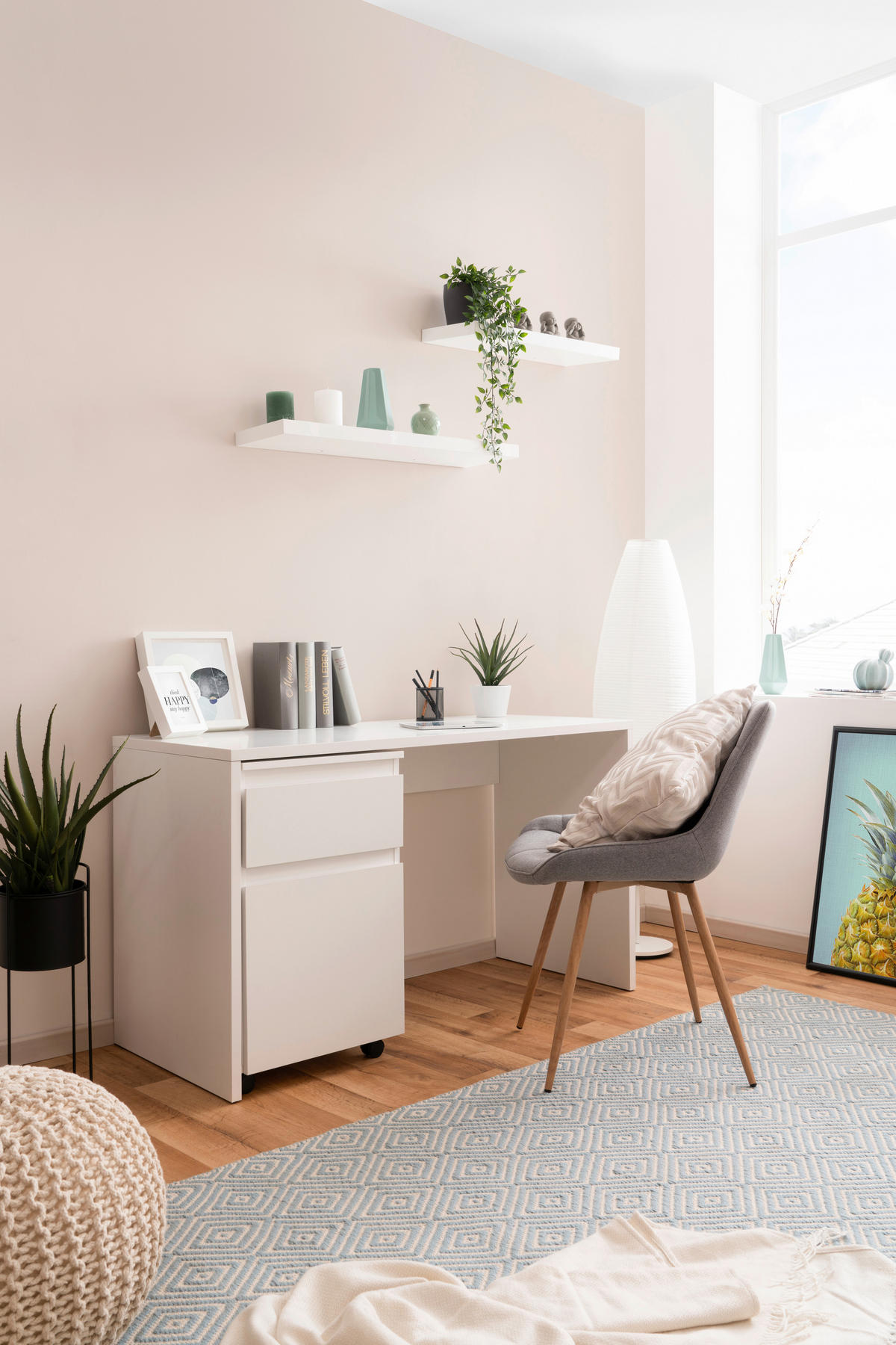 LADIČAR NA KOTAČIĆIMA  bijela  - bijela/crna, Moderno, drvni materijal/plastika (44/73/52cm) - Ti'me