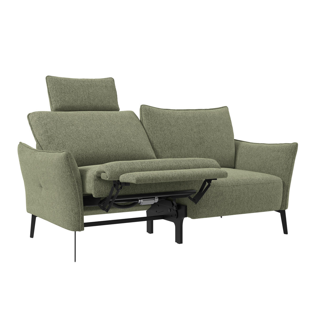 3-SITZER-SOFA Chenille Grün  - Schwarz/Grün, Konventionell, Textil/Metall (184/90/92cm) - Elegando