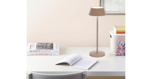 AKKU-TISCHLEUCHTE 11/30 cm  - Taupe/Schwarz, Design, Kunststoff/Metall (11/30cm) - Novel