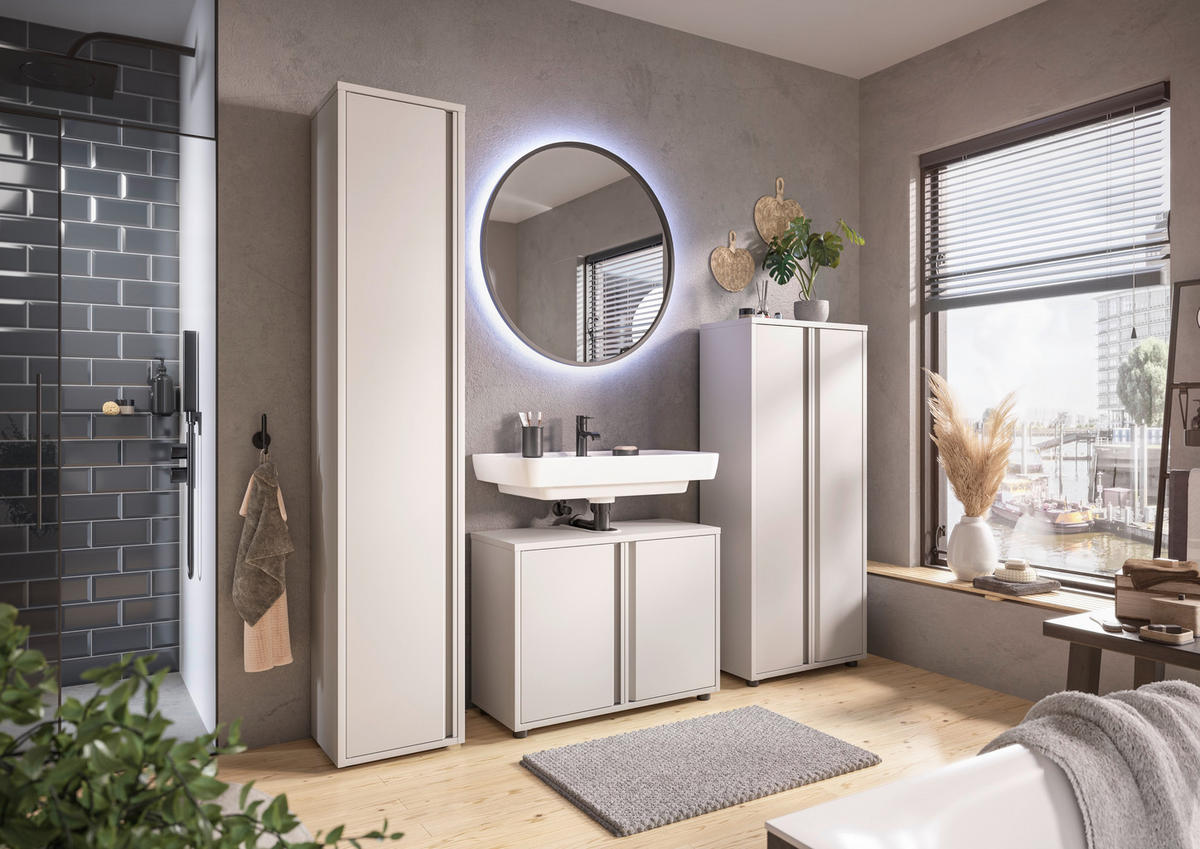 WASCHBECKENUNTERSCHRANK 80/60/33 cm  - Kaschmir/Schwarz, Design, Kunststoff/Metall (80/60/33cm) - home24