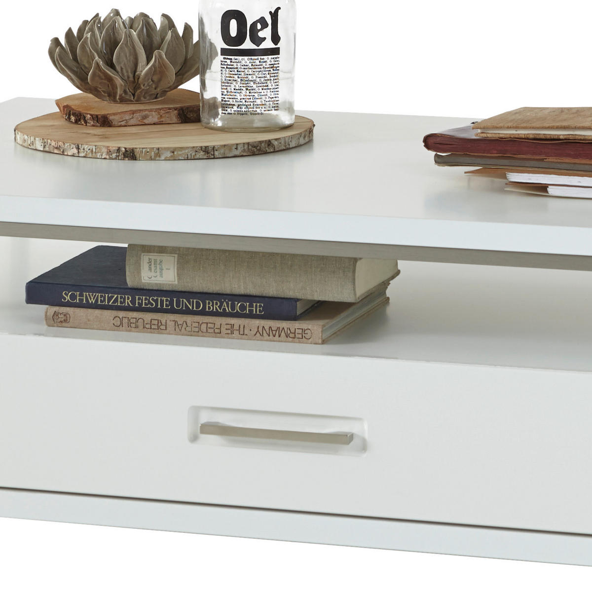 COUCHTISCH in Metall, Holzwerkstoff 115/70/40 cm  - Weiss/Silberfarben, Design, Holzwerkstoff/Kunststoff (115/70/40cm) - Livetastic