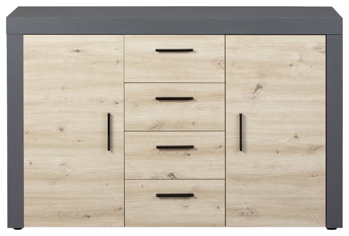 KOMMODE  in 134/86/40 cm  - Anthrazit/Schwarz, KONVENTIONELL, Holzwerkstoff/Kunststoff (134/86/40cm) - MID.YOU