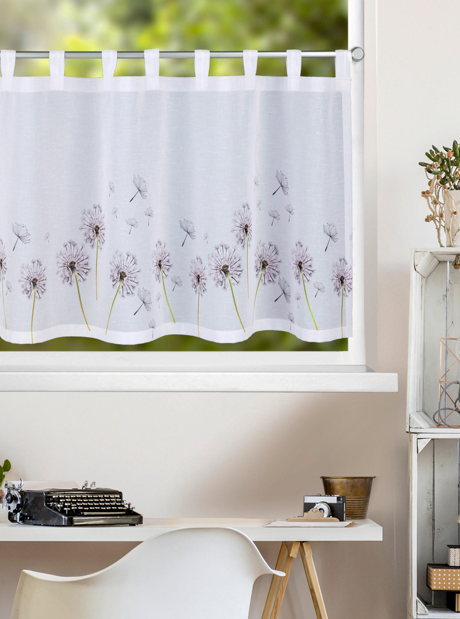 KURZGARDINE  140/50 cm  - Weiß/Grün, Basics, Textil (140/50cm)