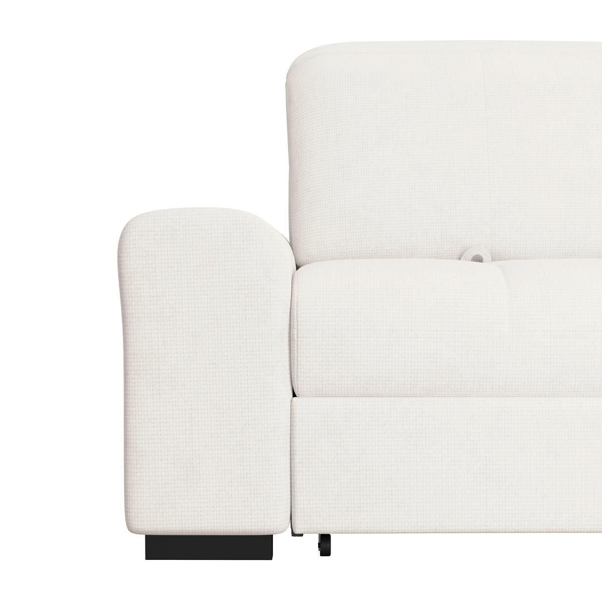 ECKSOFA Creme Chenille Rücken echt, Kopfteilverstellung  - Creme/Schwarz, KONVENTIONELL, Holz/Textil (286/203cm) - MID.YOU