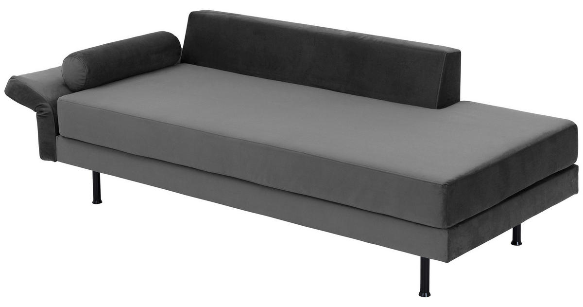 RÉCAMIERE in Velours Anthrazit  - Anthrazit/Schwarz, Design, Textil/Metall (190/87/81cm) - Max Winzer
