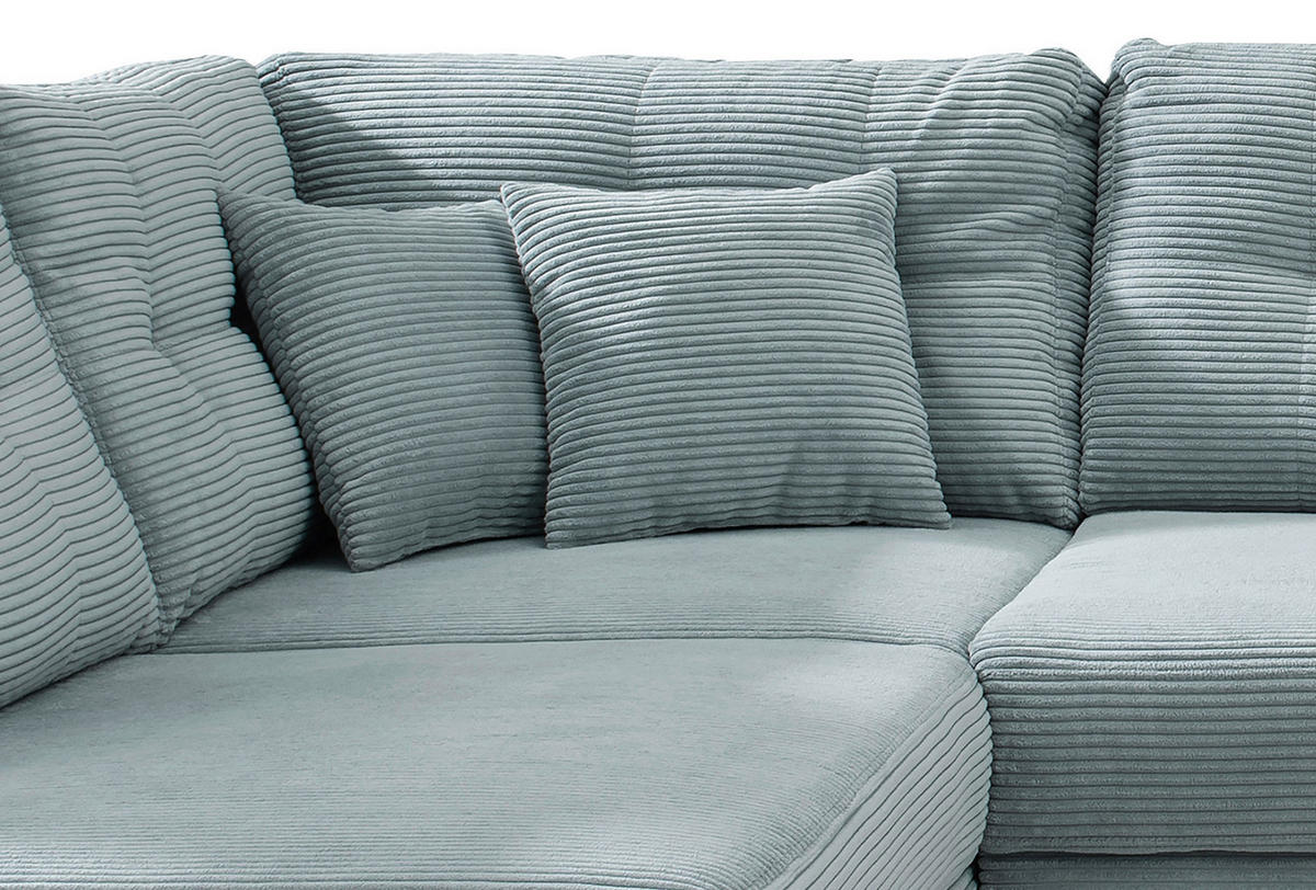 WOHNLANDSCHAFT in Cord Hellblau  - Naturfarben/Hellblau, Modern, Holz/Textil (206/338-352/176cm) - Livetastic