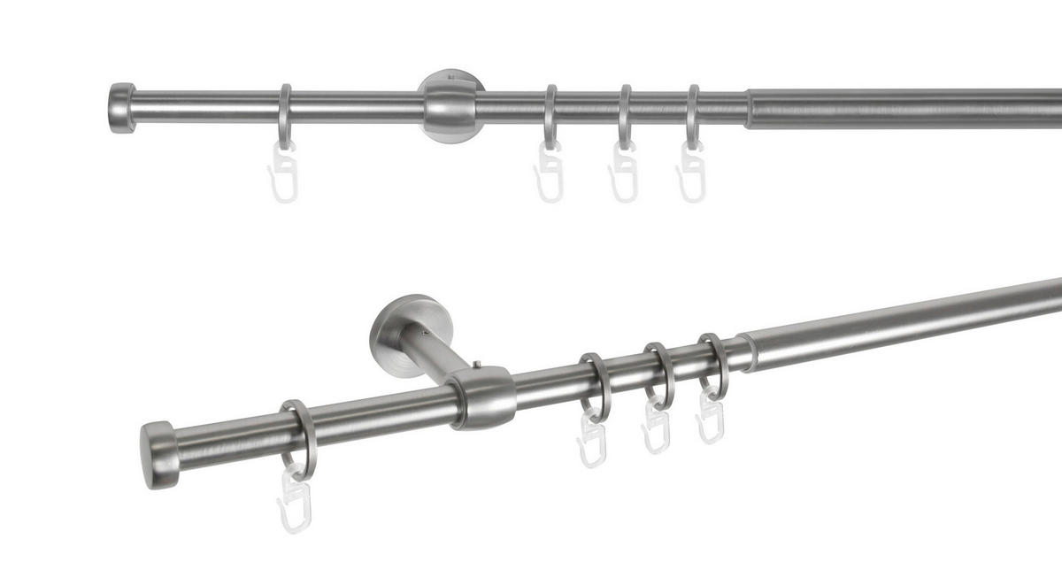 VORHANGSTANGENSET  210 cm  - Grau Hochglanz, Basics, Metall (210cm)