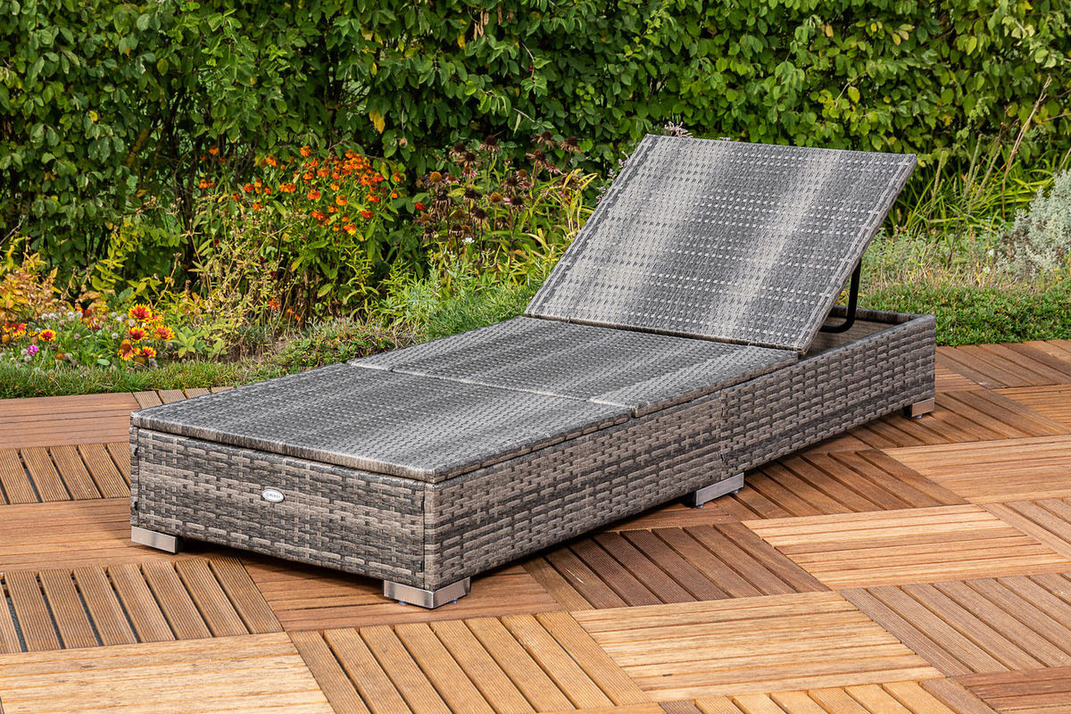 SONNENLIEGE 195/26/73 cm  - Grau, MODERN, Kunststoff/Metall (195/26/73cm) - Gardenson