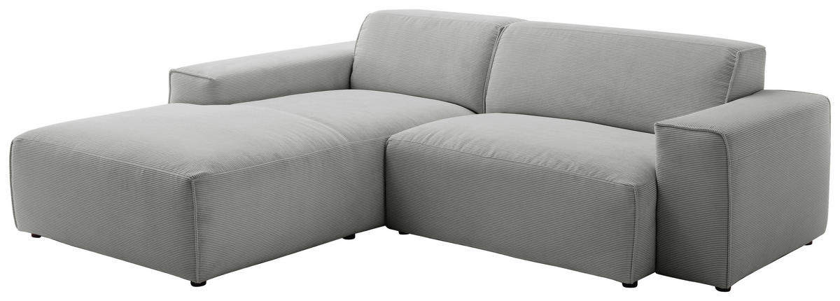 ECKSOFA Grau Cord  - Schwarz/Grau, Design, Kunststoff/Textil (189/230cm) - Pure Home Lifestyle
