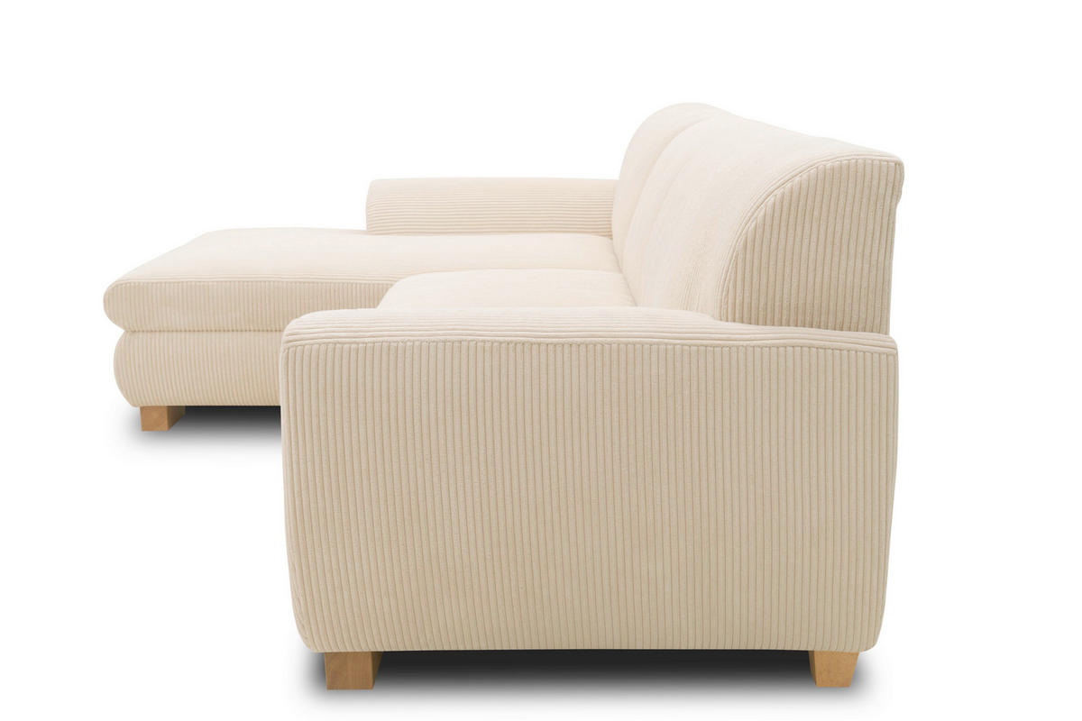 ECKSOFA NIKA Creme Webstoff  - Silberfarben/Creme, Basics, Holz/Textil (277/156cm) - MID.YOU