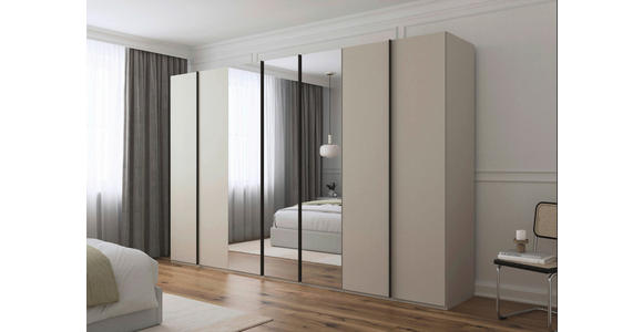 DREHTÜRENSCHRANK 350/223/61 cm,  in Champagner, 7-türig  - Champagner/Graphitfarben, Basics, Glas/Holzwerkstoff (350/223/61cm) - Novel