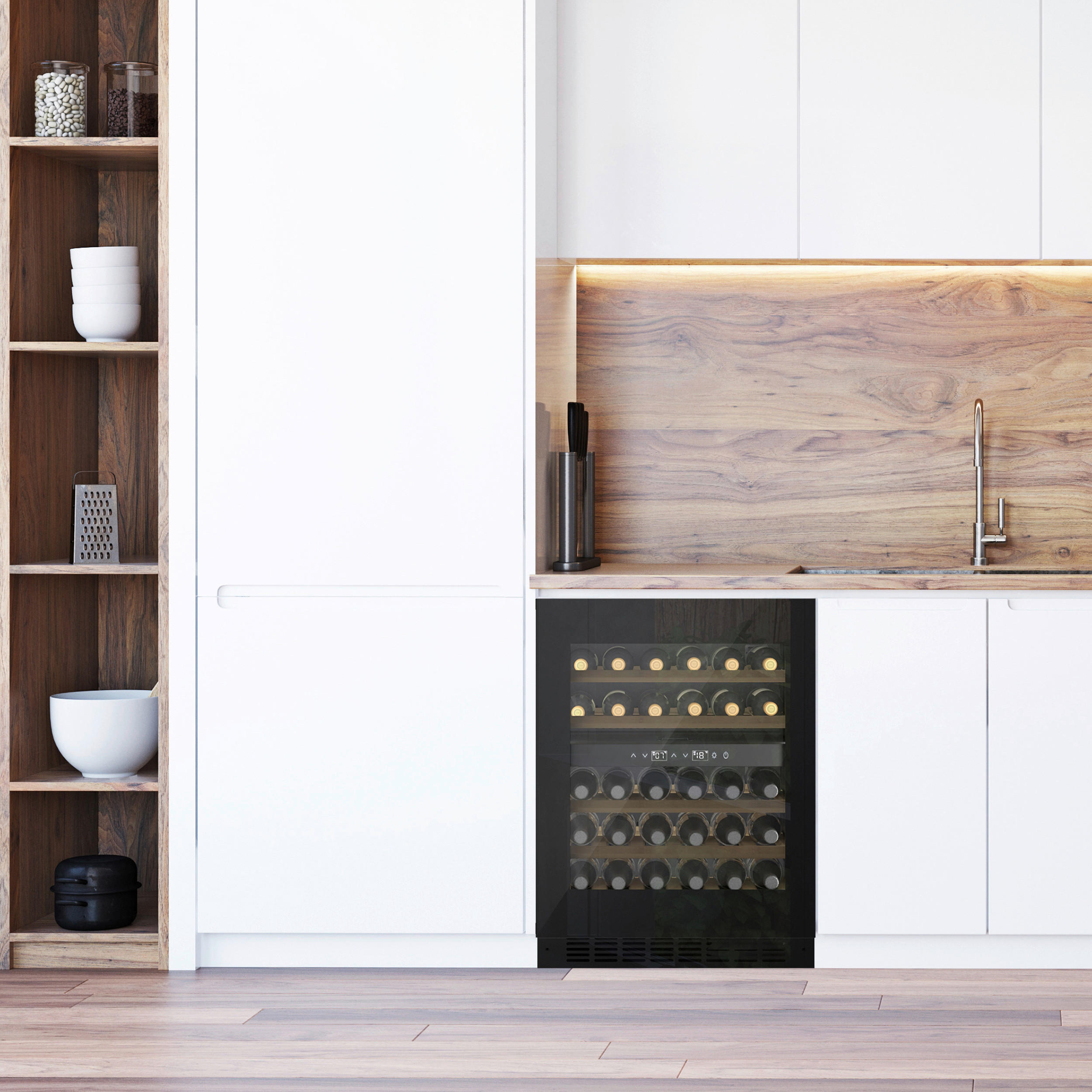 WEINKÜHLSCHRANK WineExcellence WEU 36  - Schwarz, Basics, Glas (59,5/81,9/57,7cm) - CASO Design