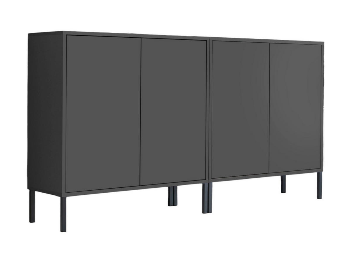 SIDEBOARD Mailand Set 2 + MF  in 158/86/33 cm  - Anthrazit, MODERN, Holzwerkstoff/Metall (158/86/33cm) - MID.YOU