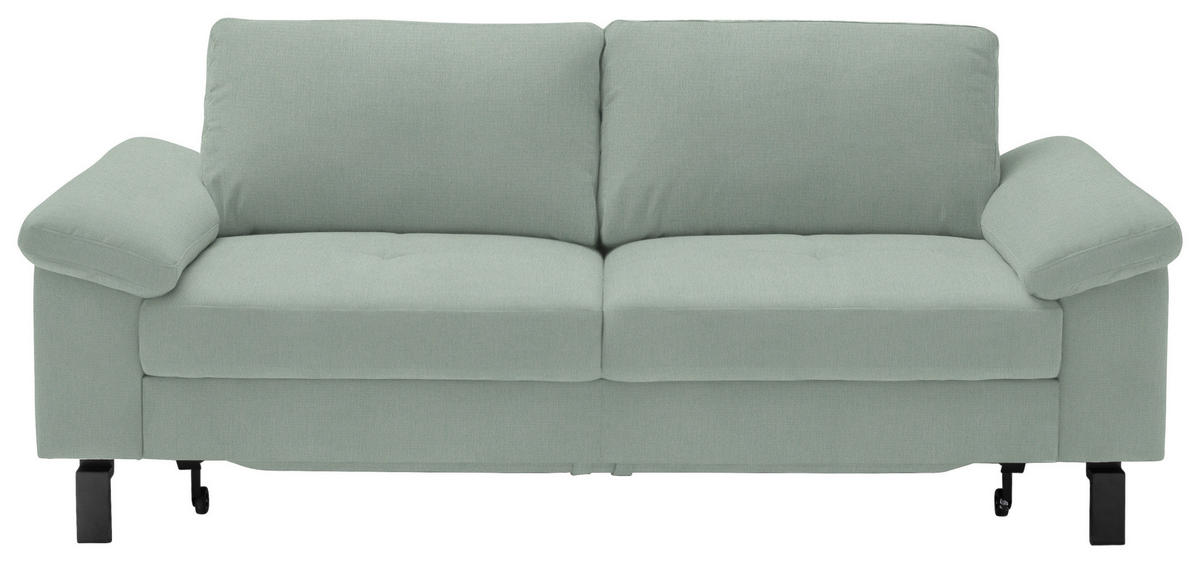 CANAPÉ 2.5 PLACES in Velours Mintgrün  - Schwarz/Mintgrün, Design, Textil/Metall (206/86/97cm) - Pure Home Lifestyle