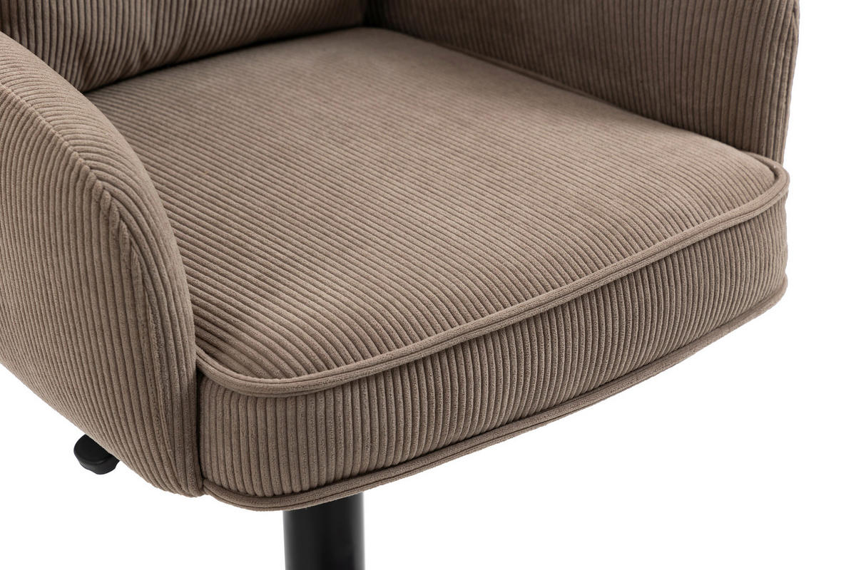 BARHOCKER Cord Braun, Schwarz Eisen Stoffauswahl, Sitzfläche 360° drehbar, inklusive Armlehnen  - Schwarz/Braun, Design, Textil/Metall (54/98-120/58cm) - Novel
