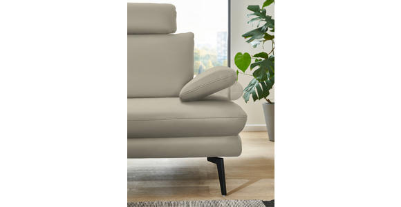 ECKSOFA in Echtleder Ecru 180/310 cm - Ecru/Schwarz, Design, Leder/Metall (180/310cm) - Dieter Knoll