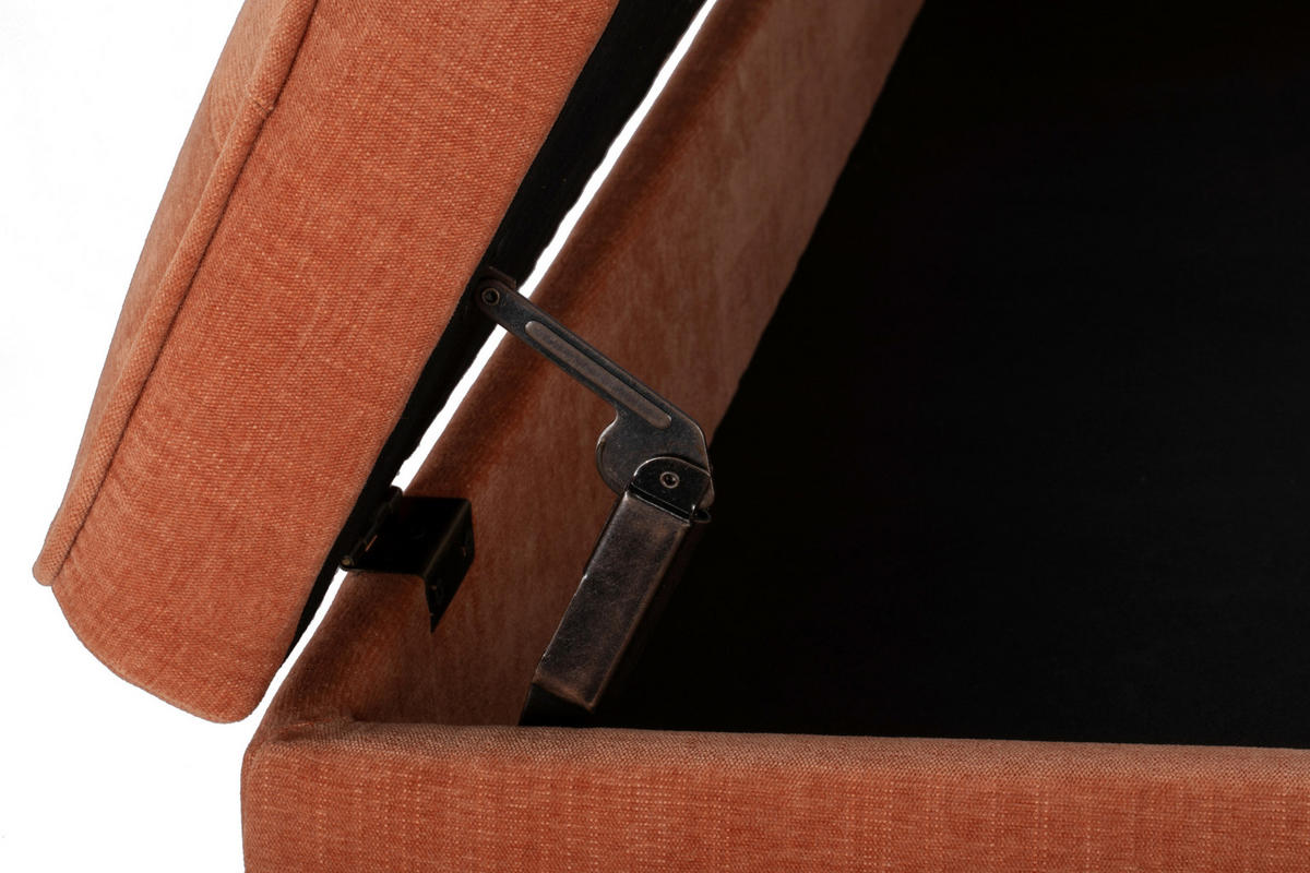 HOCKERBANK 110/49/43 cm Webstoff Orange, Naturfarben Kiefer, Kautschukholz massiv, Sperrholz  - Naturfarben/Orange, Design, Holz/Textil (110/49/43cm) - MID.YOU
