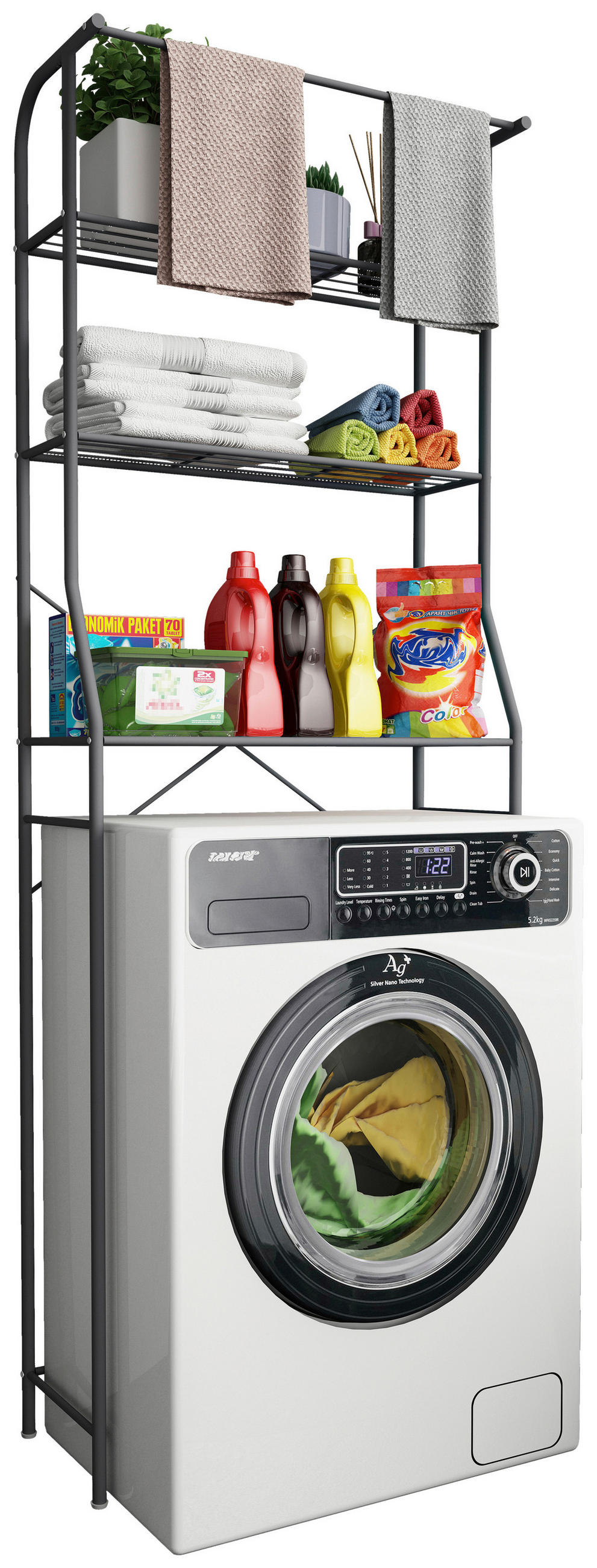 WASCHMASCHINENSCHRANK 65/167/24 cm  in Schwarz  - Schwarz, MODERN, Kunststoff/Metall (65/167/24cm) - MID.YOU