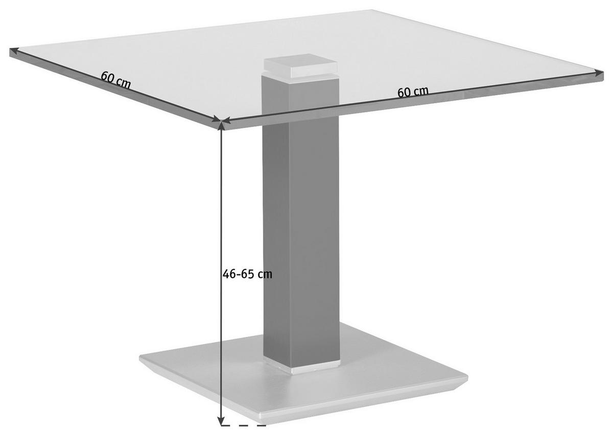 BEISTELLTISCH 60/60/46-65 cm Creme, Weiß, Edelstahlfarben quadratisch  - Edelstahlfarben/Creme, Design, Glas/Kunststoff (60/60/46-65cm)
