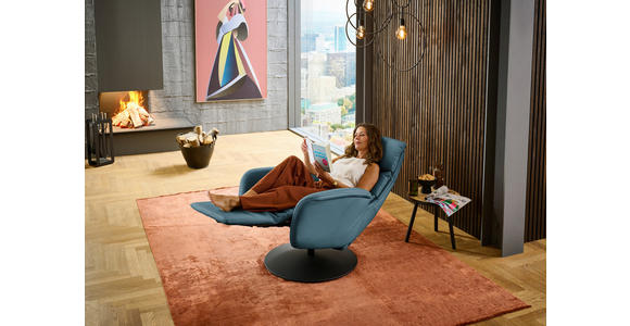 RELAXSESSEL in Leder Blau  - Blau/Schwarz, Design, Leder/Metall (76/108/86cm) - Dieter Knoll