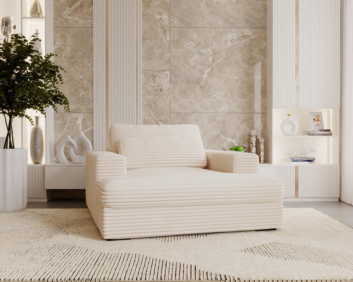 XXL-SESSEL - Creme/Schwarz, MODERN, Kunststoff/Textil (122/80/159cm) - Lomoco