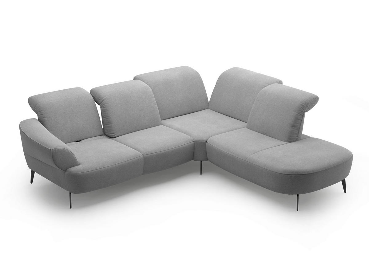ECKSOFA in Mikrofaser Grau  302/270 cm  - Schwarz/Grau, MODERN, Textil/Metall (302/270cm) - Sit & More