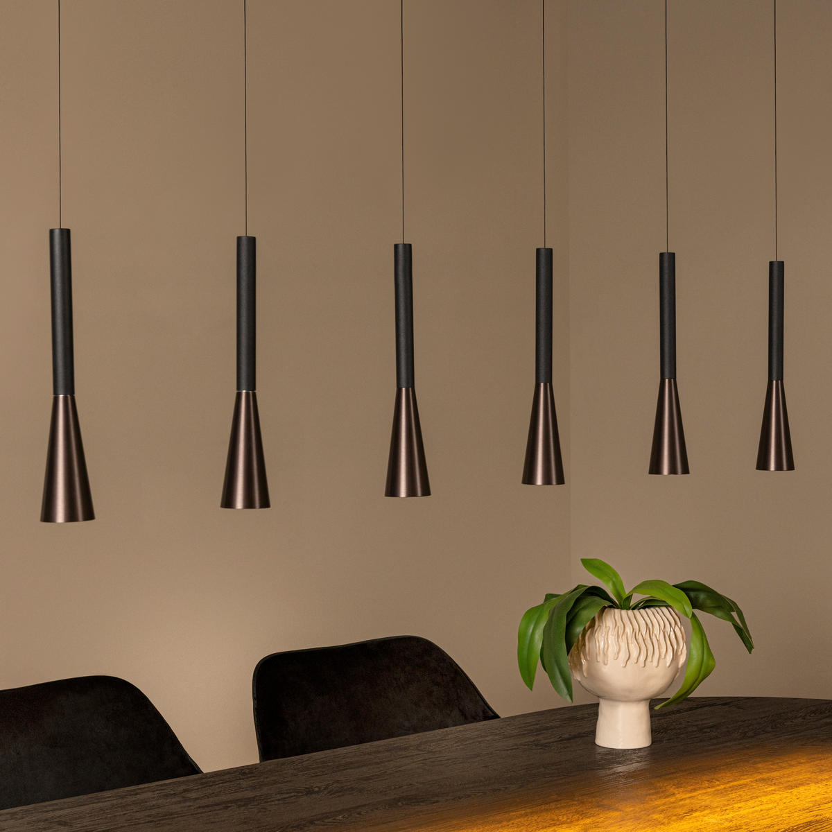LED-PENDELLEUCHTE JOAKIM 12/130/164,3 cm   - Schwarz/Braun, Trend, Metall (12/130/164,3cm) - Lucide