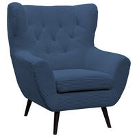 SESSEL in Cord Blau  - Blau/Schwarz, Design, Holz/Textil (87/101/95cm) - Stylife