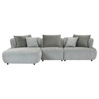 ECKSOFA Mintgrün Flachgewebe Zierkissen, Rückenkissen, Rücken echt, Sitztiefenverstellung  - Salbeigrün/Schwarz, MODERN, Kunststoff/Textil (190/320cm) - Ambia Home