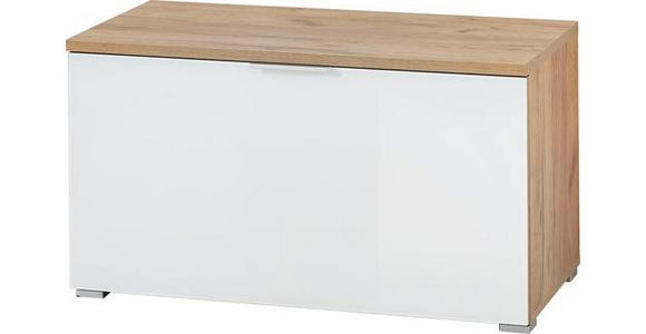 GARDEROBENBANK Weiß, Eichefarben  - Eichefarben/Alufarben, KONVENTIONELL, Glas/Kunststoff (89/49/40cm) - Xora