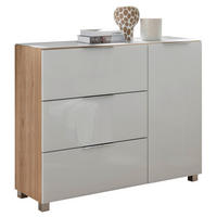 KOMMODE 120,5/96/38,2 cm Eichefarben, Weiss  - Chromfarben/Weiss, Konventionell, Glas/Holzwerkstoff (120,5/96/38,2cm) - Xora