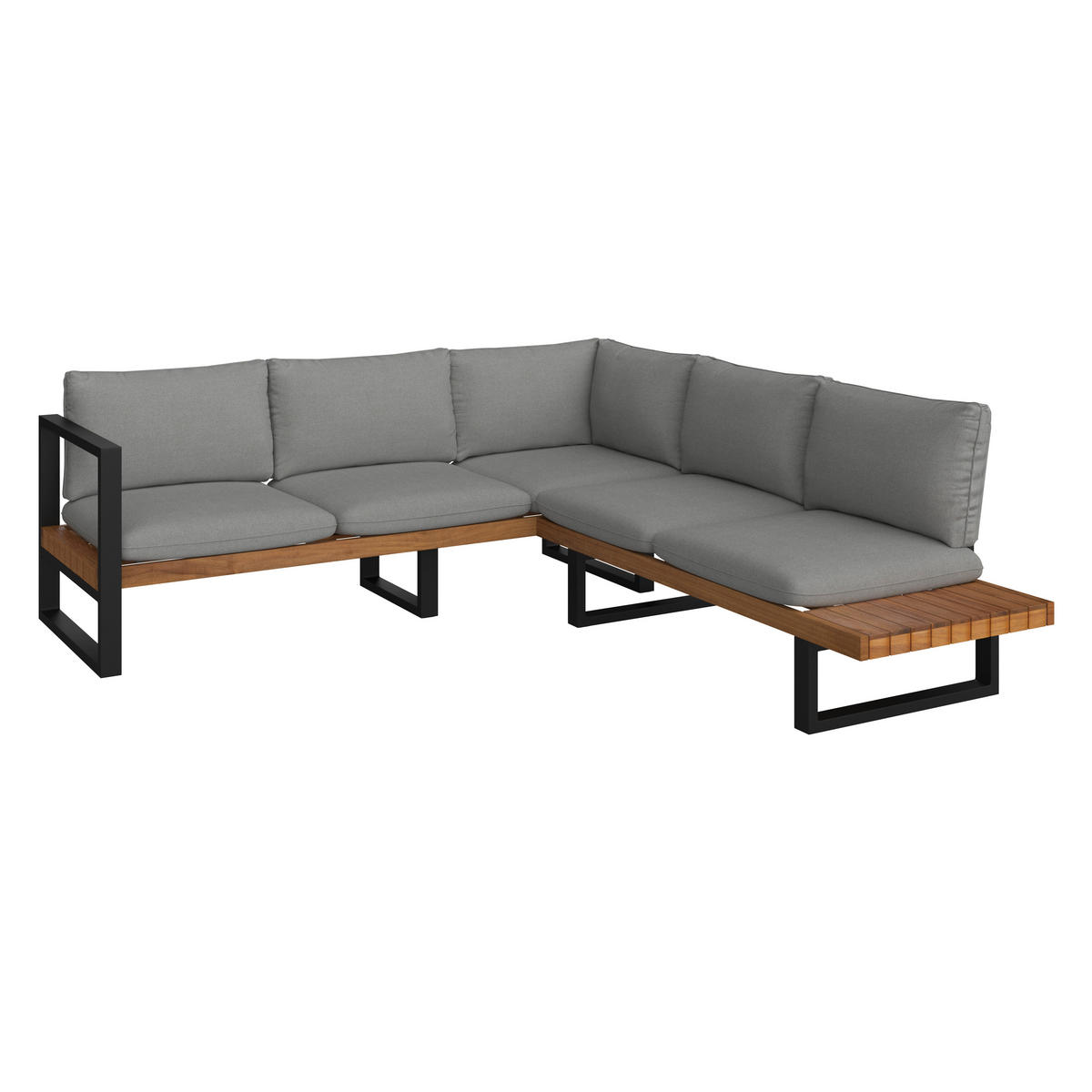 LOUNGEGARNITUR 216/234 cm Akazie massiv Stahl  - Grau/Teakfarben, MODERN, Holz/Textil (216/234cm) - Ambia Garden