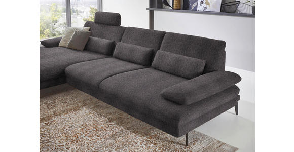 ECKSOFA in Chenille Anthrazit 180/310 cm - Anthrazit/Schwarz, Design, Textil/Metall (180/310cm) - Dieter Knoll