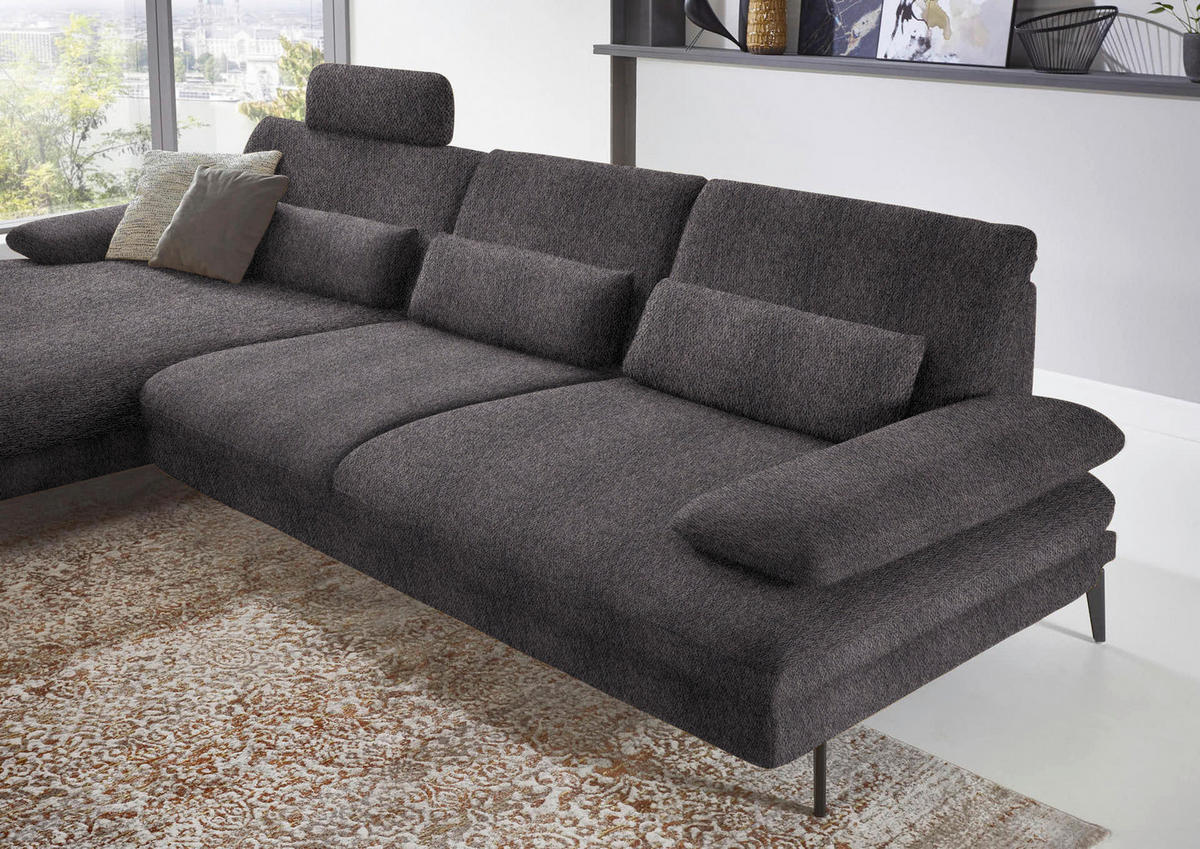 ECKSOFA in Chenille Anthrazit  - Anthrazit/Schwarz, Design, Textil/Metall (180/310cm) - Dieter Knoll