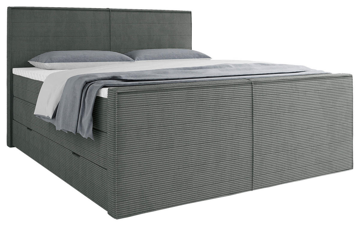BOXSPRINGBETT 180/200 cm  in Grau  - Grau, MODERN, Textil (180/200cm) - Livetastic