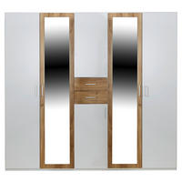 GARDEROB 225/208/58 cm 6-dörrar - vit/aluminiumfärg, Modern, trämaterial/trä (225/208/58cm) - P & B