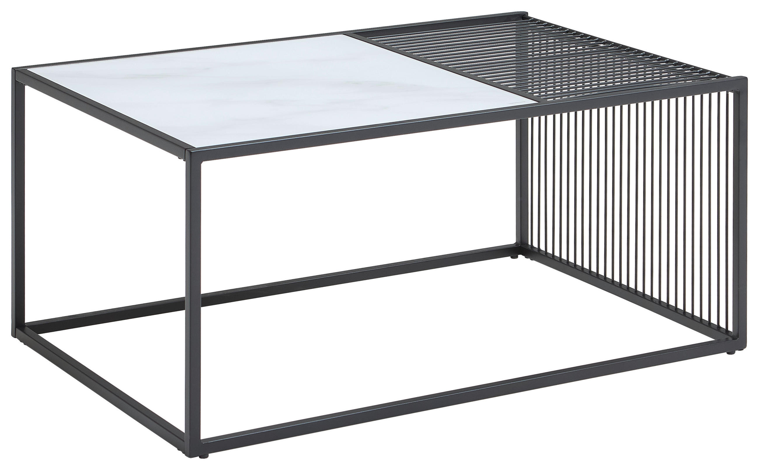 KONFERENČNÍ STOLEK, černá, bílá, kov, sklo, 90/60/40 cm - bílá/černá, Design, kov/sklo (90/60/40cm) - Livetastic