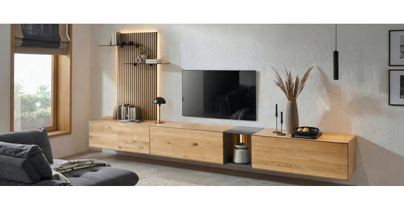 WOHNWAND  in Anthrazit, Eichefarben  403/160/50 cm  - Eichefarben/Anthrazit, Design, Glas/Holz (403/160/50cm) - Dieter Knoll