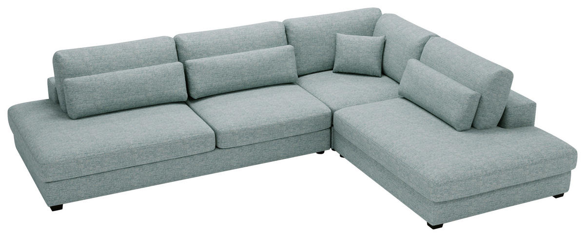 ECKSOFA in Bouclé, Plüsch Hellblau  - Schwarz/Hellblau, Design, Kunststoff/Textil (332/244cm) - Livetastic
