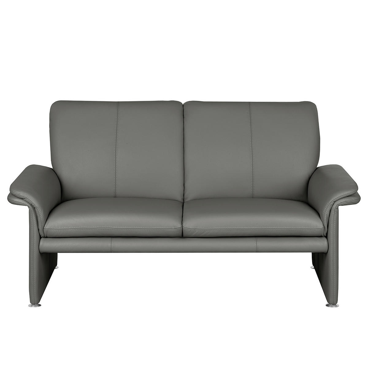 2-SITZER-SOFA Anthrazit Echtleder  - Anthrazit/Silberfarben, Design, Leder/Metall (164/90/88cm) - Livetastic