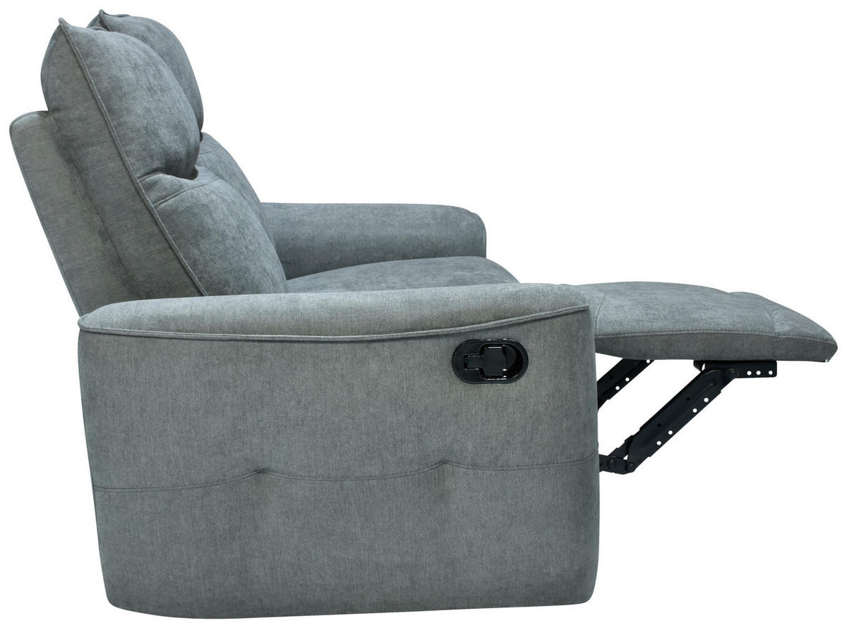 KÉTÜLÉSES KANAPÉ fém, műanyag, textil, faalapú anyag szürke  - fekete/szürke, Konventionell, műanyag/faalapú anyag (170cm) - Celina Home