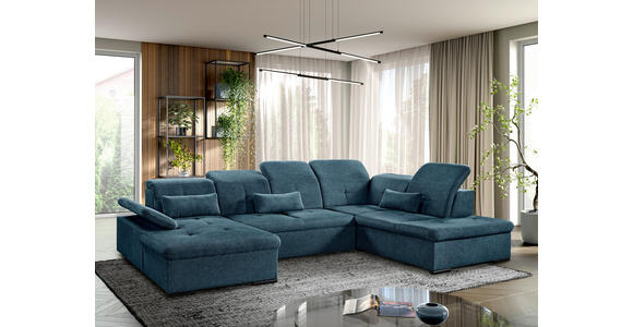 WOHNLANDSCHAFT  in Chenille Dunkelblau  - Dunkelblau/Grau, KONVENTIONELL, Kunststoff/Textil (240/340/188cm) - Carryhome