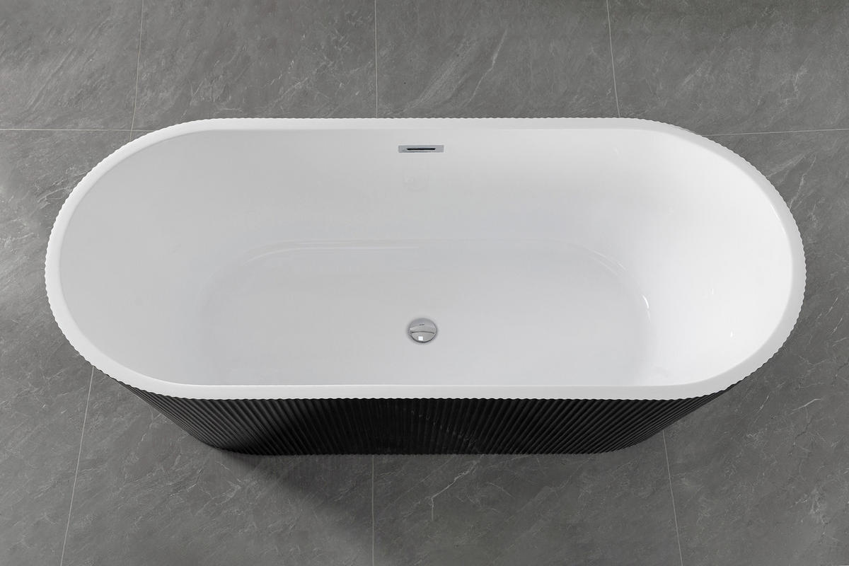 BADEWANNE freistehend   - Schwarz/Weiß, KONVENTIONELL, Kunststoff (75/58/170cm) - Sanotechnik