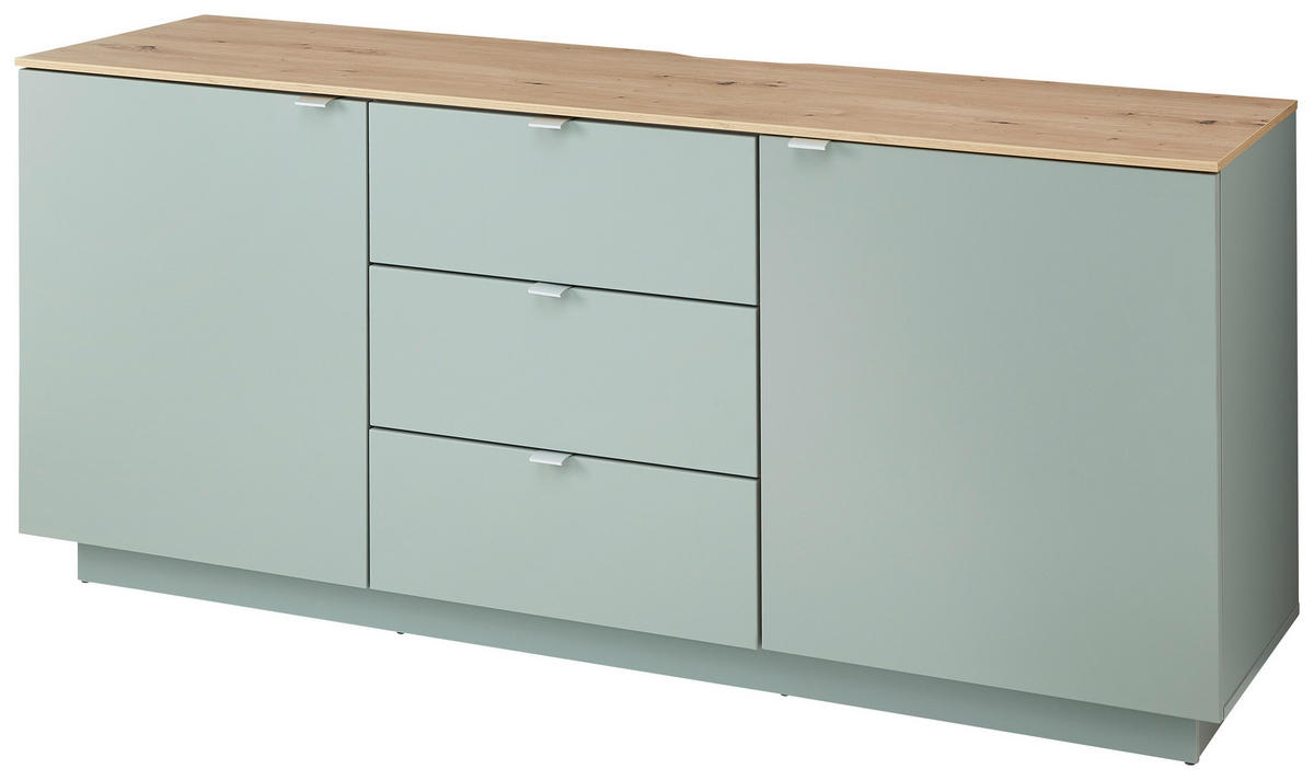SIDEBOARD Lahore  in 180/77/44 cm  - Salbeigrün/Silberfarben, Design, Holzwerkstoff/Metall (180/77/44cm) - MID.YOU