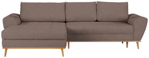 ECKSOFA Taupe Webstoff  - Taupe/Eichefarben, Design, Holz/Textil (175/282cm) - Carryhome