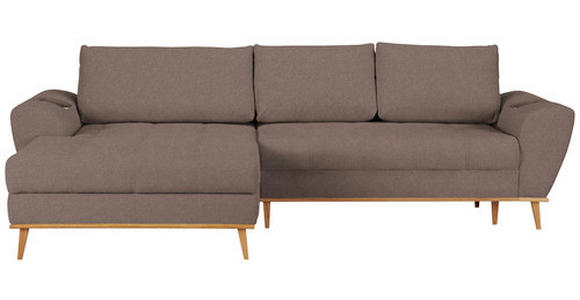 ECKSOFA in Webstoff Taupe  - Taupe/Eichefarben, Design, Holz/Textil (175/282cm) - Carryhome